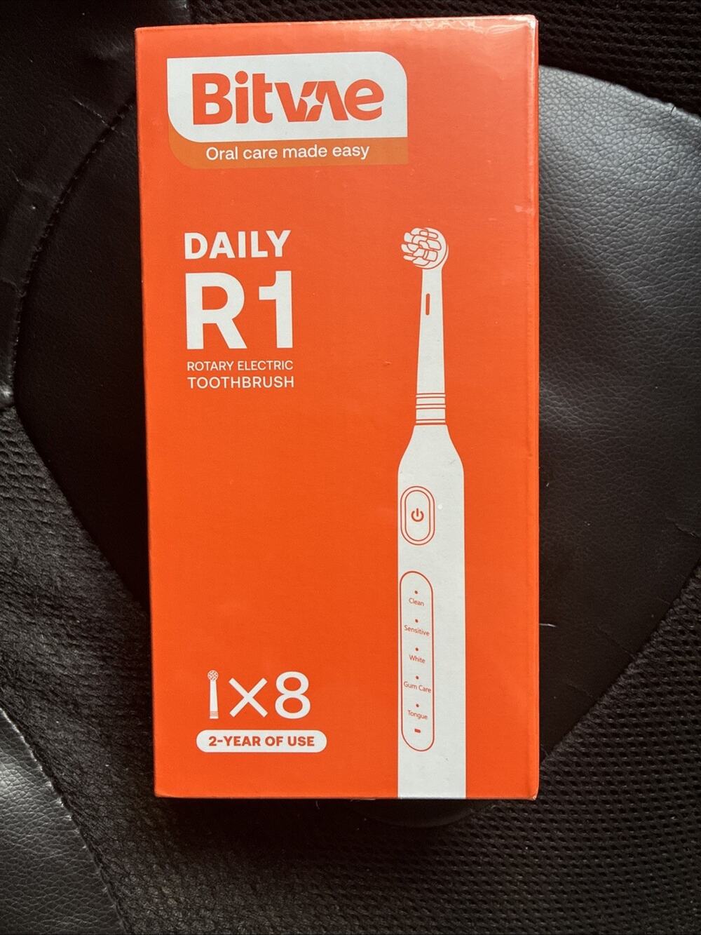 Bitvae Daily R1 Rotating Electric Toothbrush - Black, Rechargeable, 8 Heads